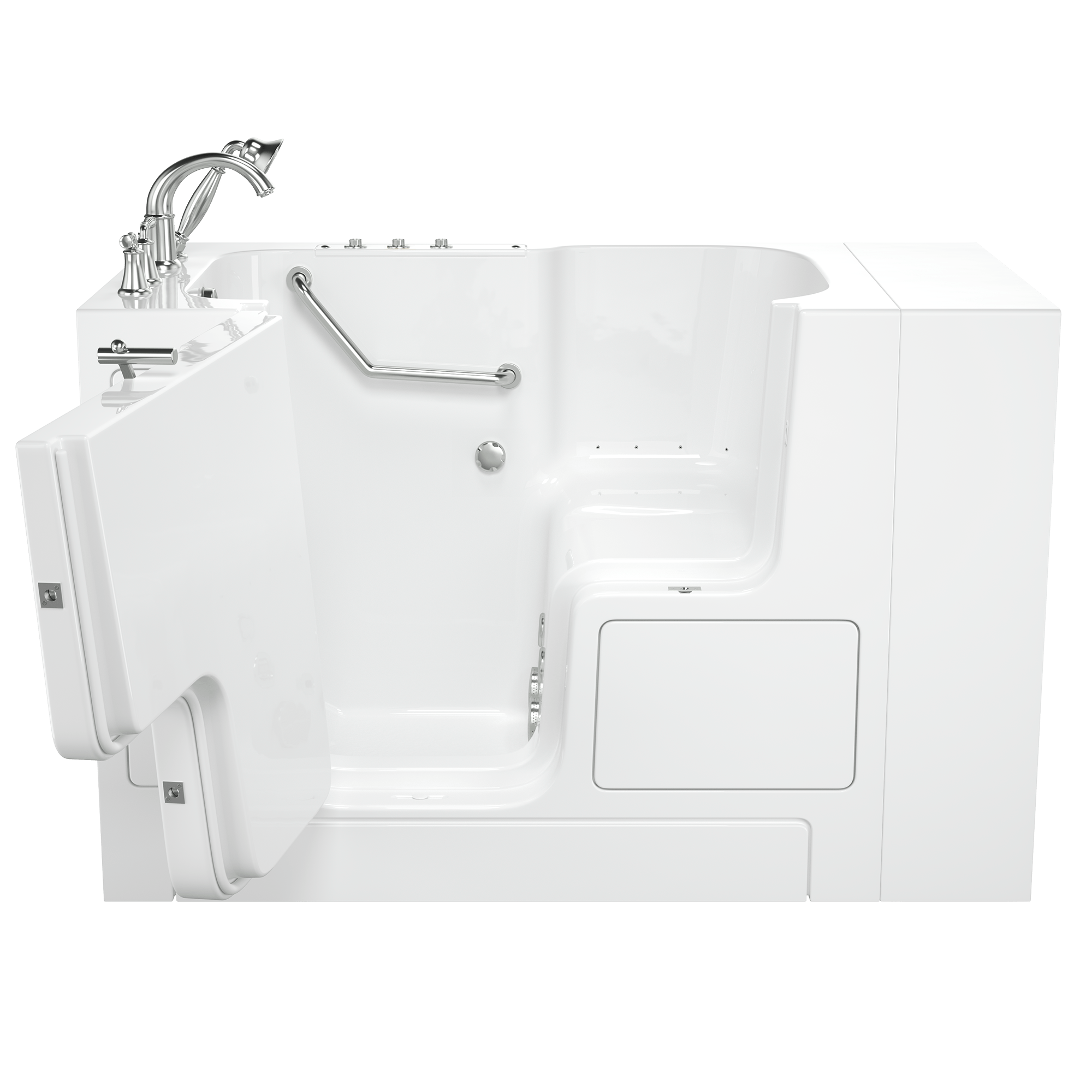 Gelcoat Value Series 32 x 52  Inch Walk in Tub With Combination Air Spa and Whirlpool Systems   Left Hand Drain With Faucet WIB WHITE